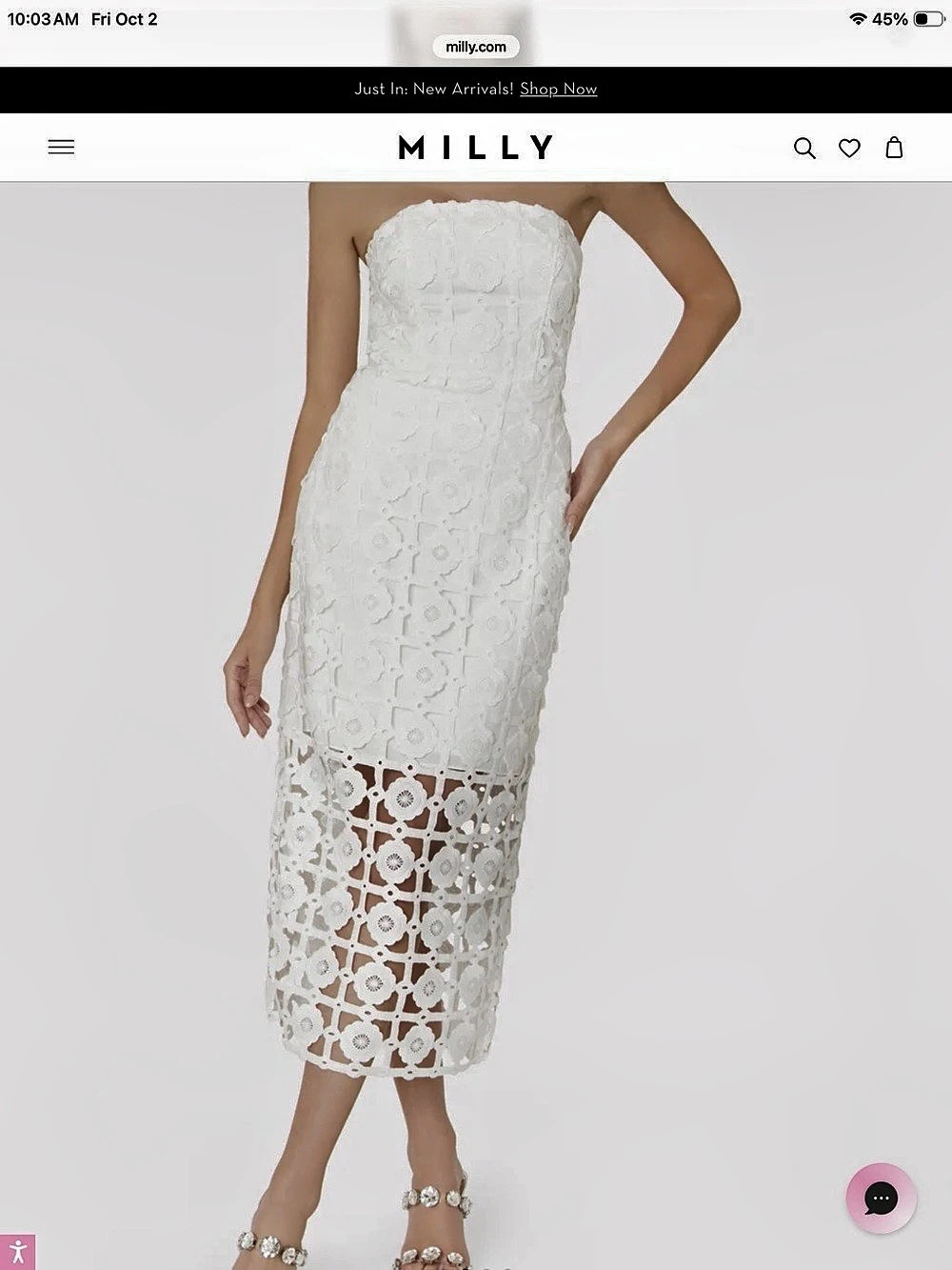 Milly Kait Tile Lace Dress White Midi Dress Size 6
